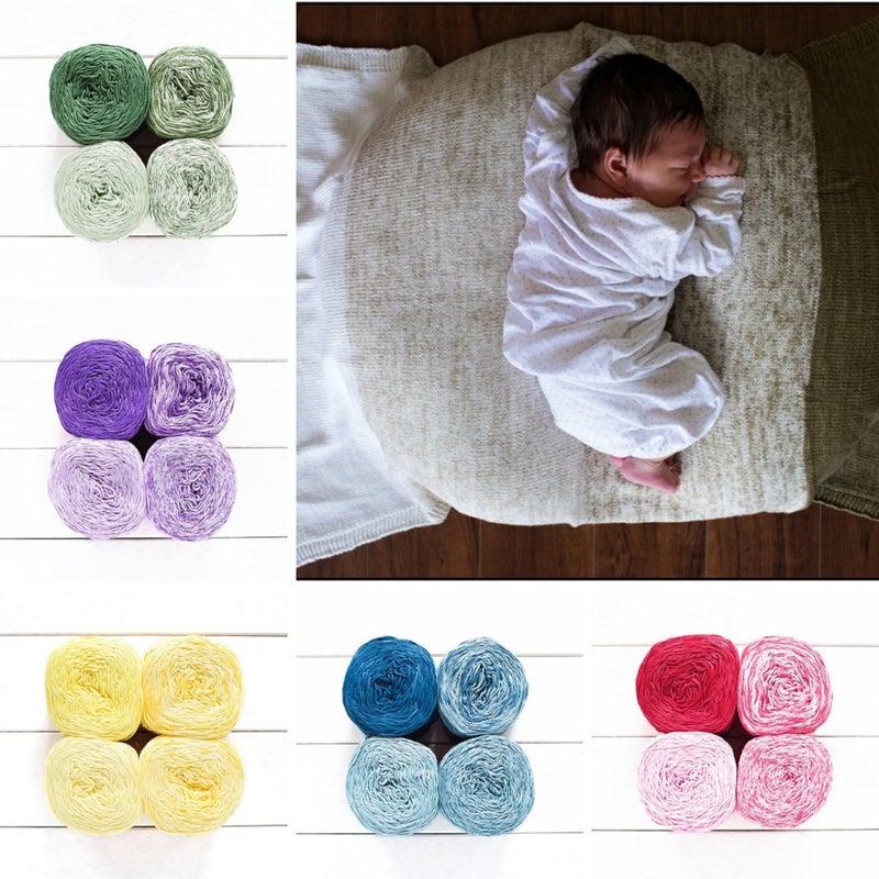Revolution Fibers Baby Bloom Gradient Blanket Kit | 4 Balls Gradient Yarn, 50% Cotton & Viscose | Pattern Included | Revolution Fibers (Spring Leaf Green) - Image 3