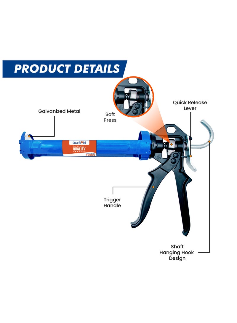 درافل مسدس سيليكون احترافي عالي التحمل من Duravel، وإطار دوار بقضيب أملس، ومسدسات خراطيش مانعات التسرب من السيليكون، وموزعات المواد اللاصقة - Image 2