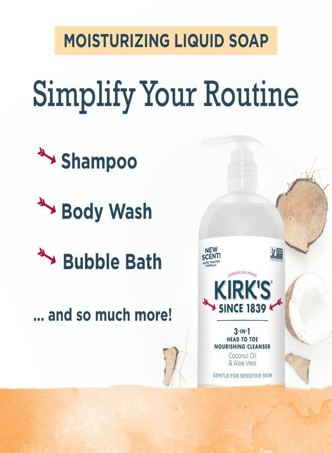Kirk's 3-in-1 Head to Toe Nourishing Liquid Cleanser- for Men, Women & Children - Premium Coconut Oil & Aloe Vera- Non GMO & Vegan - Citrus Twist - 32 Fl Oz. - Image 3