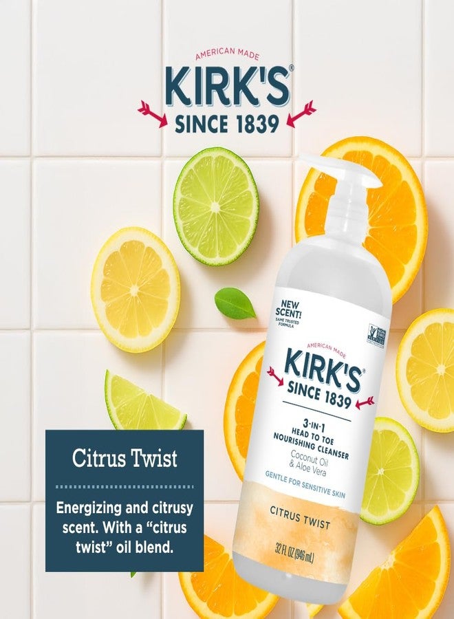 Kirk's 3-in-1 Head to Toe Nourishing Liquid Cleanser- for Men, Women & Children - Premium Coconut Oil & Aloe Vera- Non GMO & Vegan - Citrus Twist - 32 Fl Oz. - Image 5