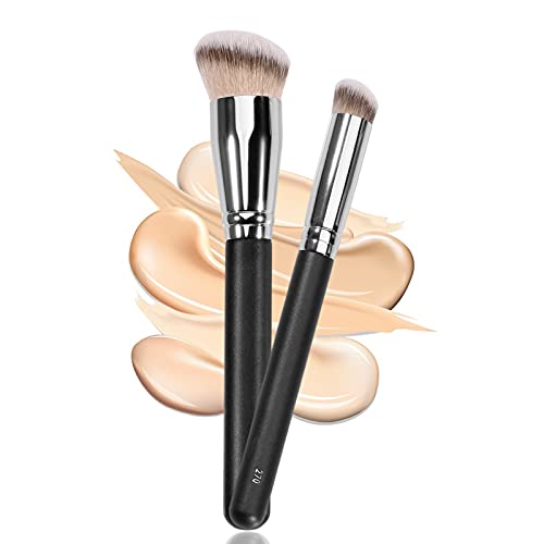 Kugge Under Eye Concealer Brush  Foundation Brush for Liquid Makeup 2PCS Dense Synthetic Angled Kabuki Blending Makeup Brush for Liquid Cream and Setting Powder