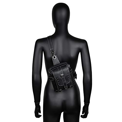 SUMGOGO Womens Sling Bag Crossbody Fanny Pack Purse Leather Casual Fashion Travel Daypack Sport Chest Satchel for Women (C-Skull) - Image 2