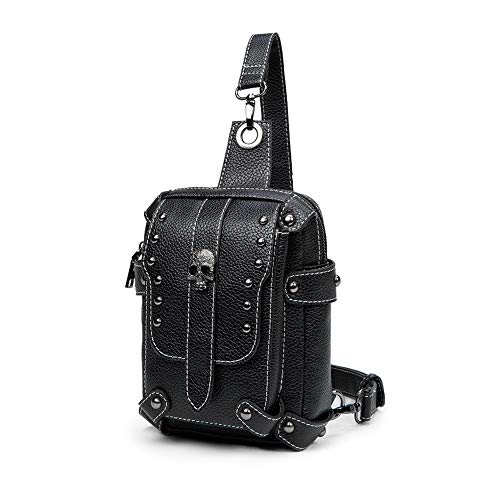 SUMGOGO Womens Sling Bag Crossbody Fanny Pack Purse Leather Casual Fashion Travel Daypack Sport Chest Satchel for Women (C-Skull) - Image 1