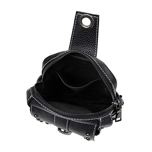 SUMGOGO Womens Sling Bag Crossbody Fanny Pack Purse Leather Casual Fashion Travel Daypack Sport Chest Satchel for Women (C-Skull) - Image 4