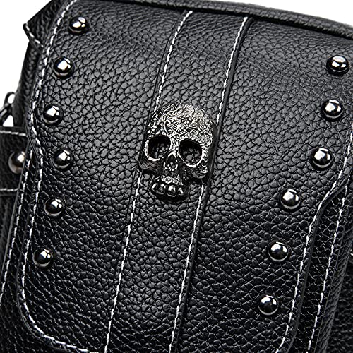 SUMGOGO Womens Sling Bag Crossbody Fanny Pack Purse Leather Casual Fashion Travel Daypack Sport Chest Satchel for Women (C-Skull) - Image 5