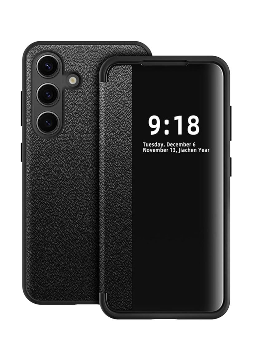 QIRG Flip Case for Samsung Galaxy S26 Case, Frosted Translucent Clear View Folio 360 Degree Full Body Protective Phone Case