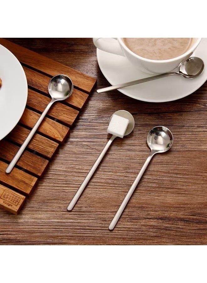 8 PCS Stainless Steel Espresso Spoons, Mini Teaspoons Set for Coffee British Tea Dessert Cake Ice Cream Cappuccino, 13.46 Cm - Image 2