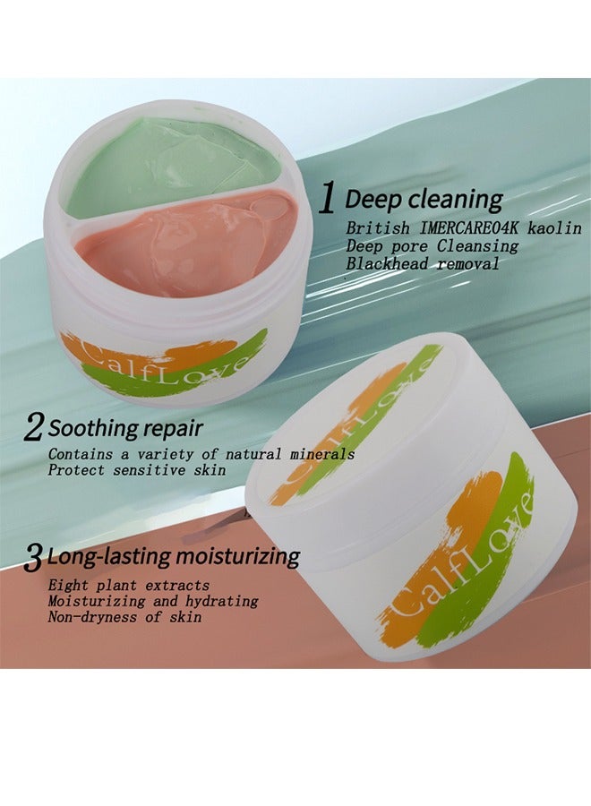 CalfLove Bi-Color Mud Mask Facial Mask Skin Care Clarifying Pore Cleansing Natural Facial for Deep Cleansing, Detoxification and Hydration - Organic Ingredients for Radiant Skin - Spa Quality Beauty Treatments - Image 1