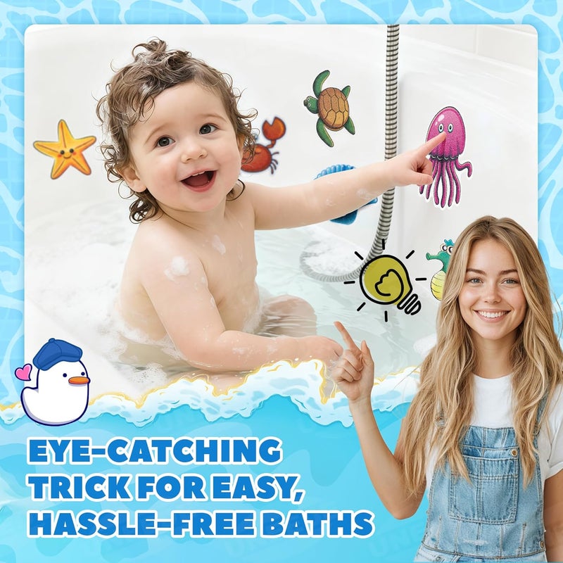 UNEEDE Kids Bathtub Mat with 24PCS Non Slip Bathtub Stickers, Non Slip Shower Mat for Toddlers, Washable Anti Slip Tub Surface, Soft Rubber Mat for Bathtub Shower, Waterproof Bathtub Essentials - Image 4
