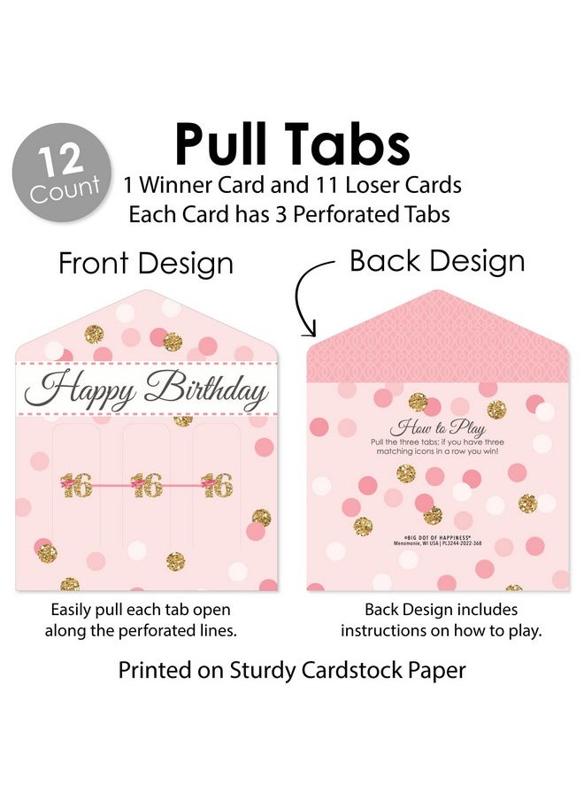 Big Dot of Happiness Big Dot of Happiness Sweet 16-16th Birthday Party Game Pickle Cards - Pull Tabs 3-in-a-Row - Set of 12  - Image 4