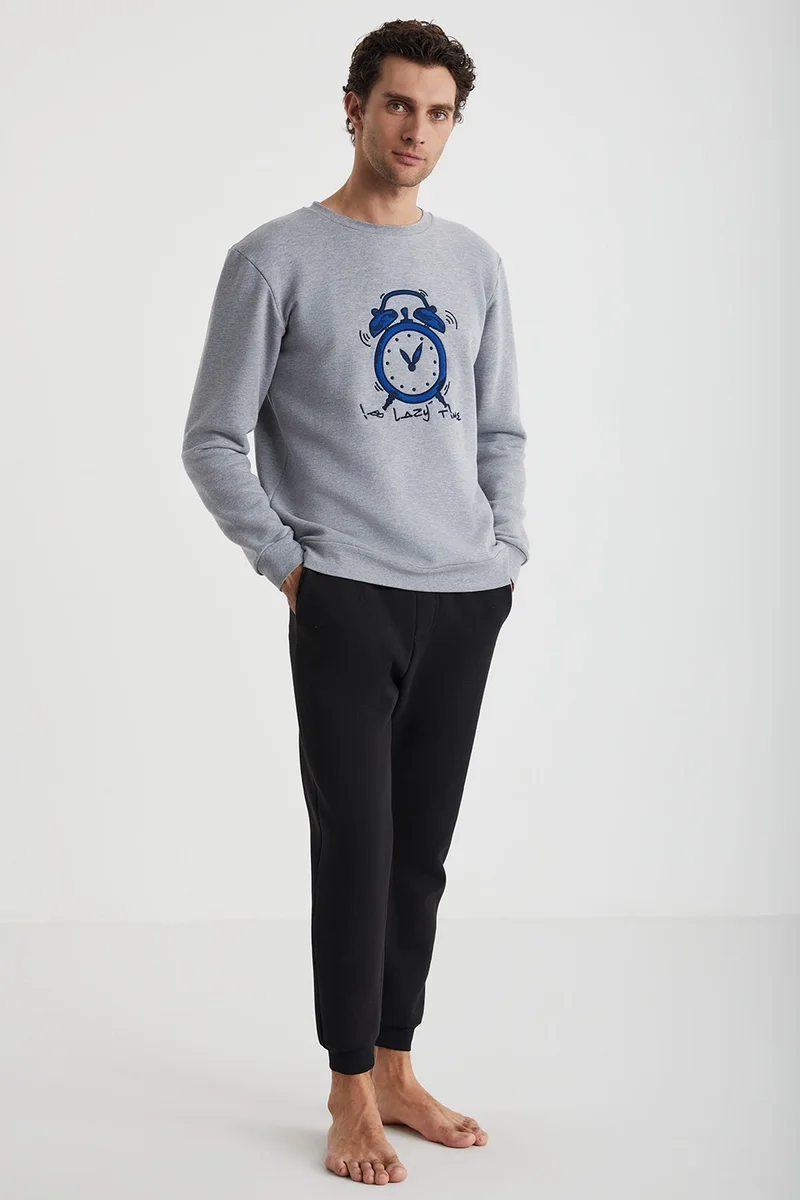 KOM Time Clock Embroidered Pajama Sweatshirt