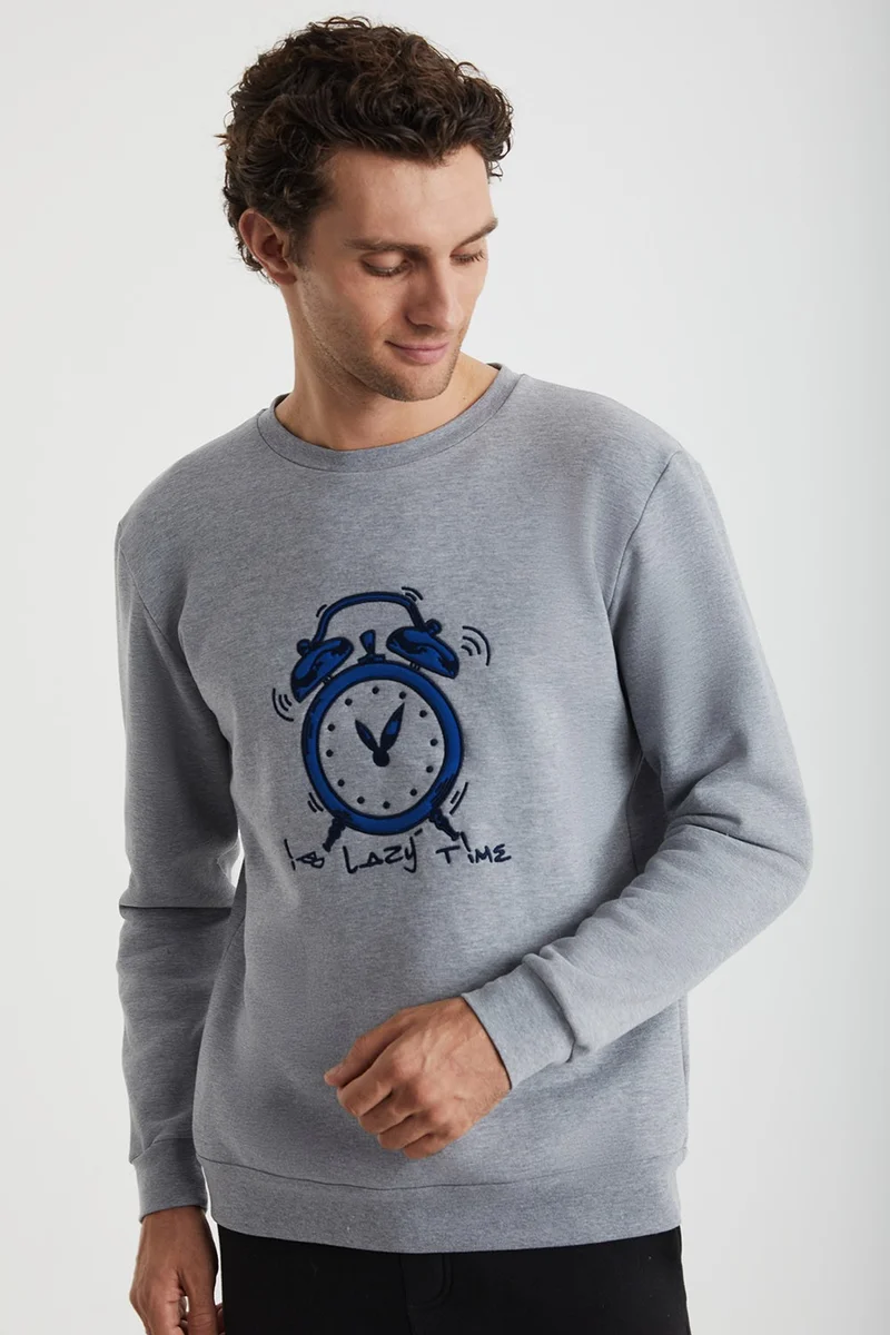 KOM Time Clock Embroidered Pajama Sweatshirt