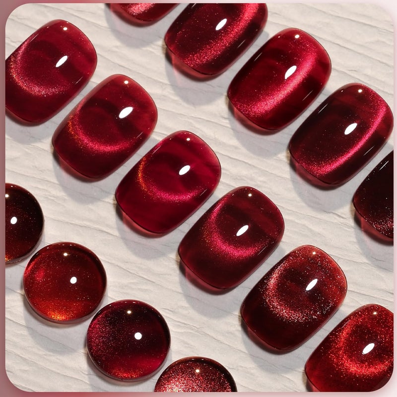GAOY Jelly Red Glitter Cat Eye Gel Nail Polish Set with Magnet 6 Types of Holographic Cat Eye, Salon Gel Manicure and Nail Art DIY at Home - Image 4