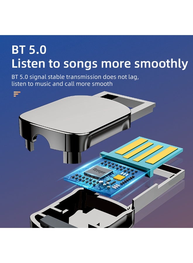 ESSAGER Aux Bluetooth Adapter for Car, Essager Noise Cancelling Bluetooth 5.0 Receiver,Lossless Music USB to 3.5mm Jack Audio Adapter with Built-in Microphone for Car Kits/Home Stereo/Handsfree Call Speaker - Image 5