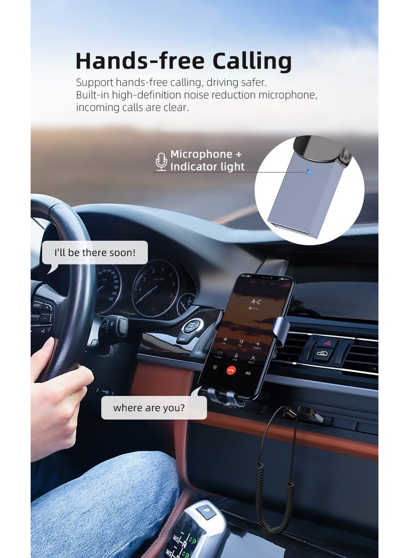 ESSAGER Aux Bluetooth Adapter for Car, Essager Noise Cancelling Bluetooth 5.0 Receiver,Lossless Music USB to 3.5mm Jack Audio Adapter with Built-in Microphone for Car Kits/Home Stereo/Handsfree Call Speaker - Image 2