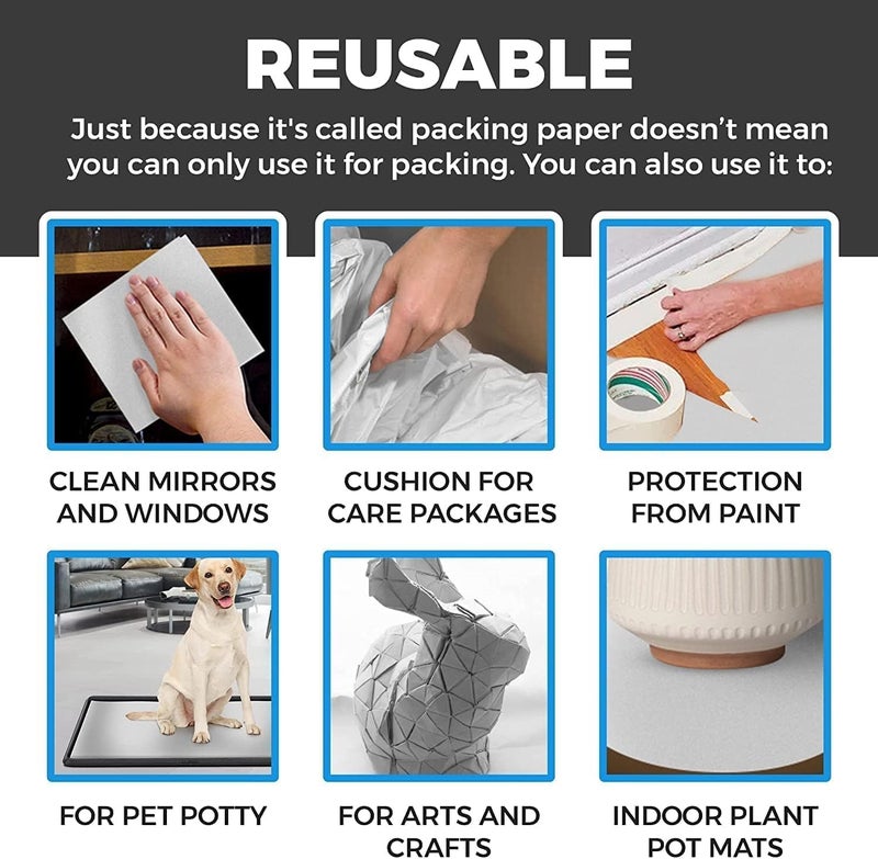 Shinok 300 Sheets Packing Paper for Moving, Newsprint Paper for Packing Wrapping, Wrapping Paper for Packaging Glasses Dishes - Must Have Moving Supplies Box Filler(12 * 24in) - Image 5
