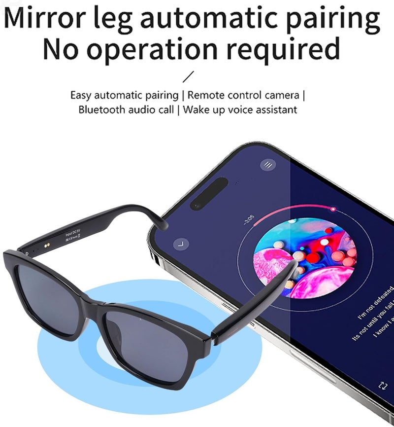 AI Smart Glasses,144 Languages Translation Glasses Bluetooth Music Sunglasses with Microphone and Speaker Support Remote Photography Voice Helper White Frame (V Style - Image 3