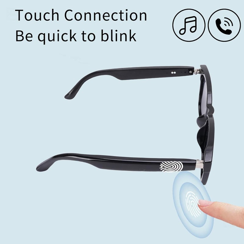 AI Smart Glasses,144 Languages Translation Glasses Bluetooth Music Sunglasses with Microphone and Speaker Support Remote Photography Voice Helper White Frame (V Style - Image 5