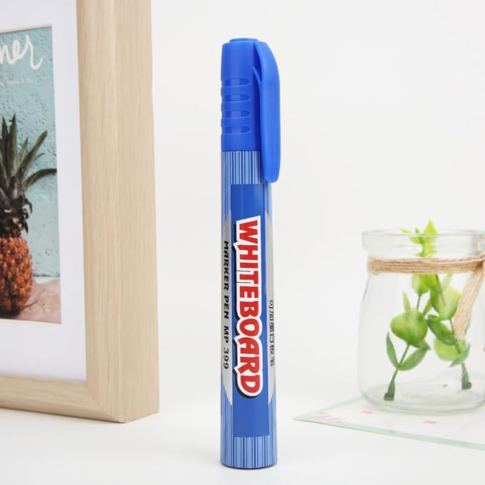 Blue Refillable Dry Erase Markers 12 Pack 5mm Tip Bright Colors Smooth Writing for Whiteboard Office School - Image 1