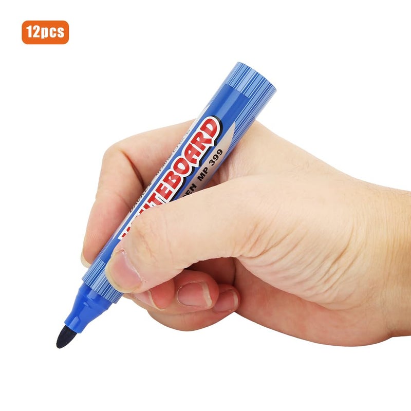 Blue Refillable Dry Erase Markers 12 Pack 5mm Tip Bright Colors Smooth Writing for Whiteboard Office School - Image 4