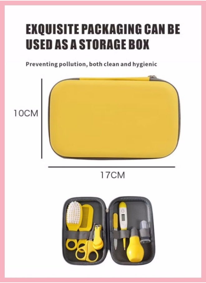 nubite 9-Piece Baby Care and Grooming Kit with Thermometer, Nasal Aspirator, Toothbrush, Emery Board, Nail Clipper, Scissor, Brush, Comb and Carry Case, Portable Healthcare Essential Daily Care Bathing Tool for Toddler Infant Yellow  - Image 2