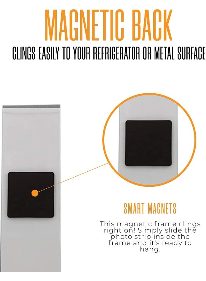 Photo Booth Nook | 2x6 Magnetic Photo Booth Picture Frame (50 Count) | Crystal Clear Acrylic, Strong Magnet with Silver Inserts | Bulk - Image 3