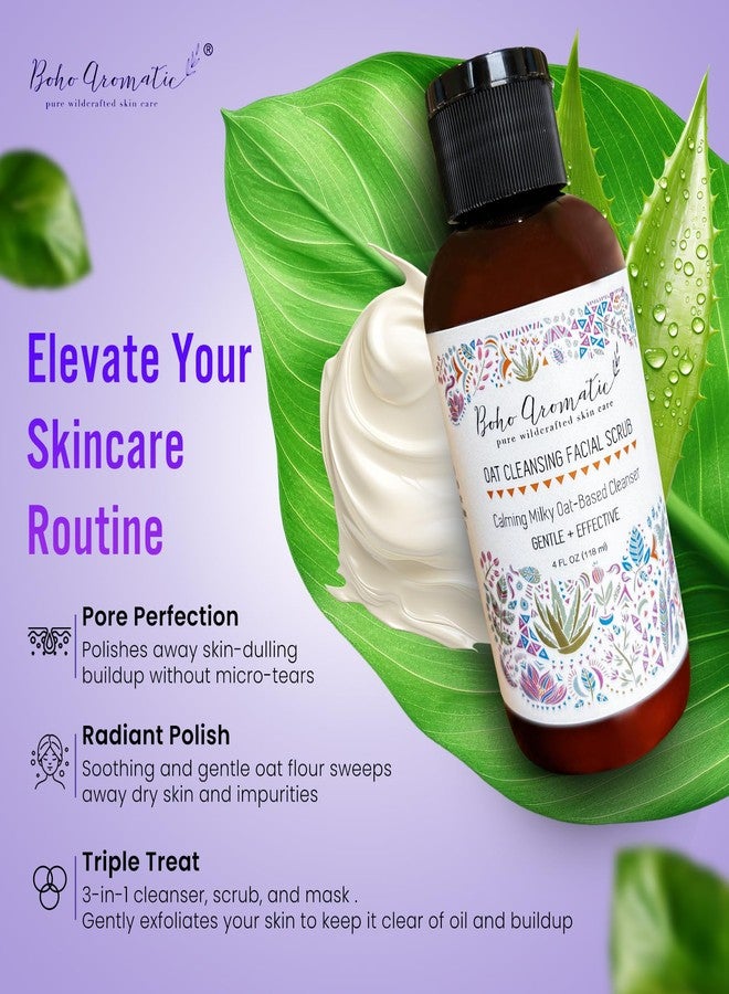 Boho Aromatic Oat Cleansing Facial Scrub, Calming Milky Oat-Based Cleanser Polishes away skin-dulling buildup without micro-tears, Face Wash to Soothe and Hydrate dry skin, Multi‑Function - Image 2