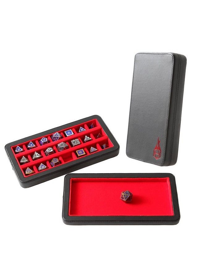 Forged Dice Co. Premium Standard Divided Dice Case Combined Dice Box And Dice Tray Holds Polyhedral Dice Sets 21 Feltlined Chambers Magnetic Lid Closure Perfect Metal Dice Storage Box Red  - Image 2