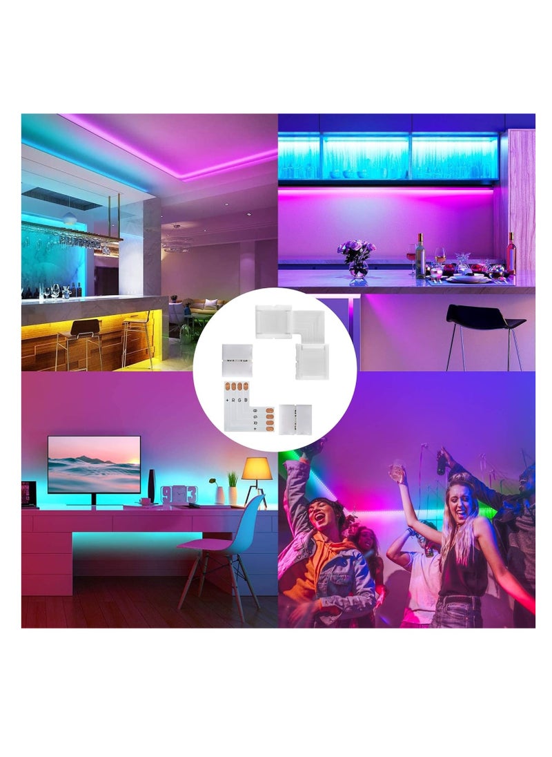 ماركة غير محددة موصلات LED 4 دبابيس على شكل حرف L 10 قطع جاكي ليد بزاوية قائمة عريضة ملم وصلة تمديد طرفية بدون لحام مع 22 قطعة مشابك لشريط اضاءة 3528 5050 اس ام دي RGB موصل 10.0مل متر  - Image 3