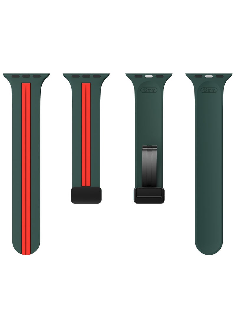 Silicone Double Color Magnetic Band Compatible With Watch Watch 42/44/45/49mm Soft Replacement D-Buckle Strap Adjustable Wristbands Compatible with iWatch Series 9/8/7/6/5/4/3/2/1/IWatch Ultra/Ultra 2 - Image 4