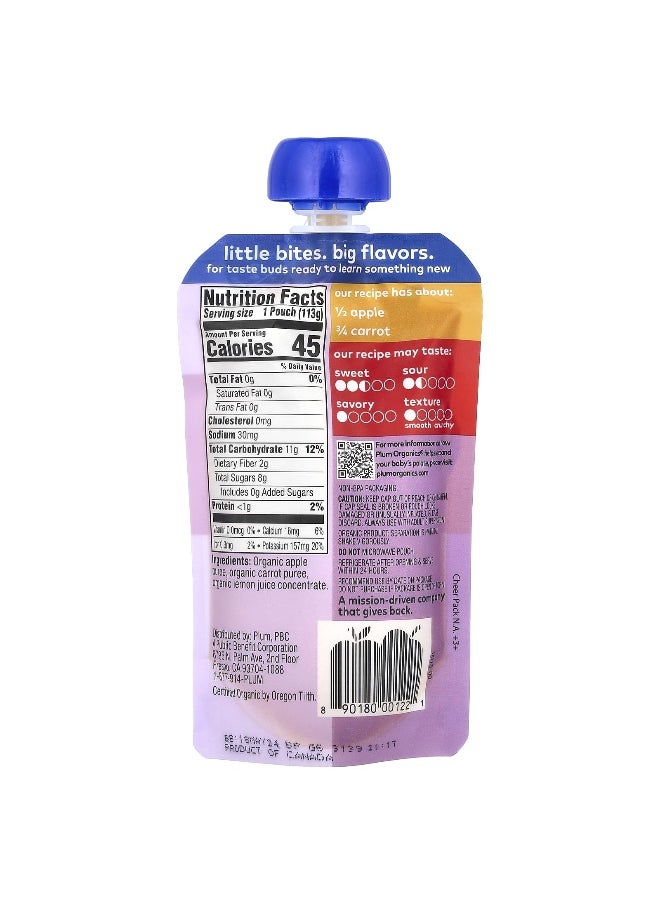 Plum Organics Plum Organics, Organic Baby Food, 6+ Months, Apple + Carrot, 4 oz (113 g)  - Image 2
