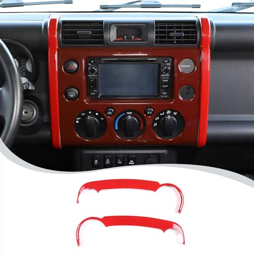 LLKUANG Car ABS Center Console Navigation Side Trim Strip Fit for Toyota FJ Cruiser 2007-2021,Dashboard Navigation Side Decorative Strip Cover -2 PCS (Red) - Image 1