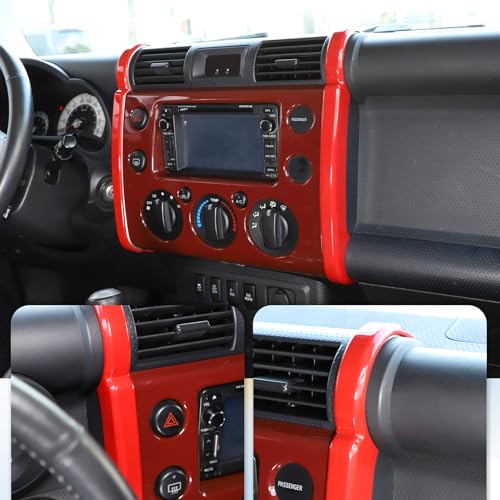 LLKUANG Car ABS Center Console Navigation Side Trim Strip Fit for Toyota FJ Cruiser 2007-2021,Dashboard Navigation Side Decorative Strip Cover -2 PCS (Red) - Image 5