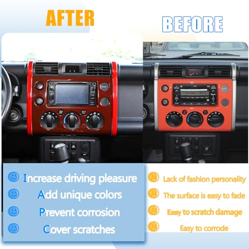 LLKUANG Car ABS Center Console Navigation Side Trim Strip Fit for Toyota FJ Cruiser 2007-2021,Dashboard Navigation Side Decorative Strip Cover -2 PCS (Red) - Image 2