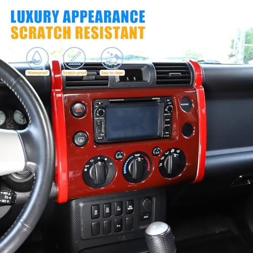 LLKUANG Car ABS Center Console Navigation Side Trim Strip Fit for Toyota FJ Cruiser 2007-2021,Dashboard Navigation Side Decorative Strip Cover -2 PCS (Red) - Image 3