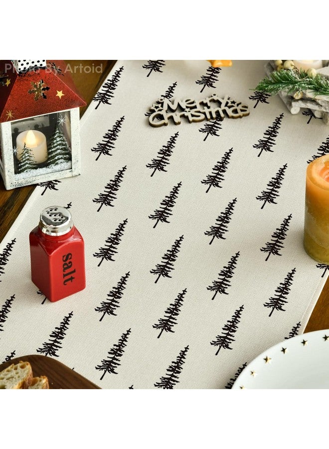 Artoid Mode Artoid Mode Beige Xmas Tree Christmas Table Runner, Seasonal Winter Kitchen Dining Table Decoration for Home Party Decor 13x72 Inch - Image 3