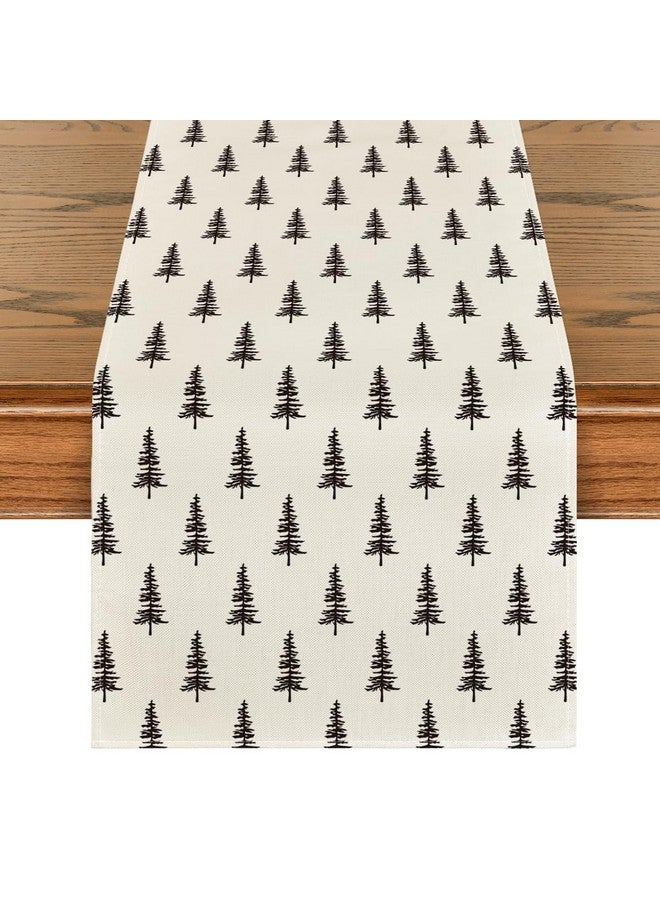 Artoid Mode Artoid Mode Beige Xmas Tree Christmas Table Runner, Seasonal Winter Kitchen Dining Table Decoration for Home Party Decor 13x72 Inch - Image 1