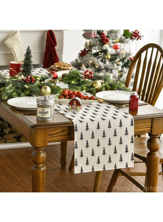 Artoid Mode Artoid Mode Beige Xmas Tree Christmas Table Runner, Seasonal Winter Kitchen Dining Table Decoration for Home Party Decor 13x72 Inch - Image 2