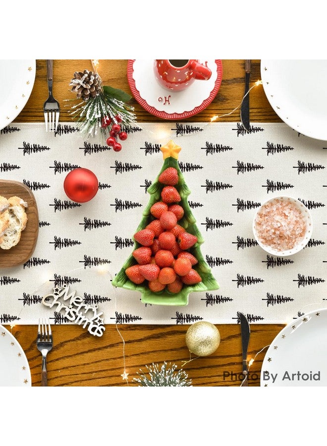 Artoid Mode Artoid Mode Beige Xmas Tree Christmas Table Runner, Seasonal Winter Kitchen Dining Table Decoration for Home Party Decor 13x72 Inch - Image 4
