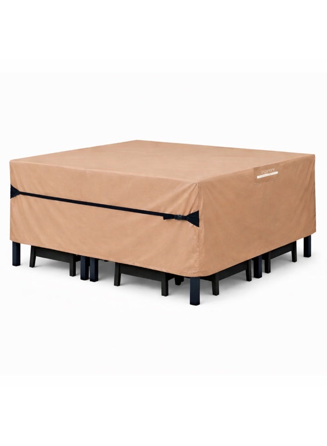 TOPIFY 420D Waterproof Outdoor Furniture Cover Set, Premium Quality Garden Patio Furniture Covers Dust Proof Anti-UV Heavy Duty PVC Coated Durable Sofa Table & Chair Cover 120x120x74cm - Image 1