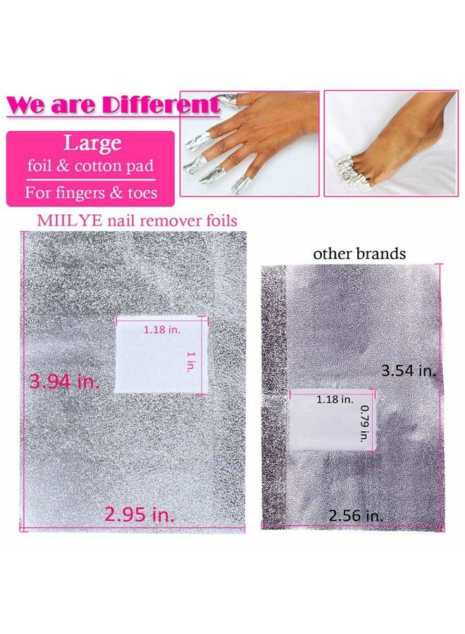 MIILYE Nail Polish Remover Foil Wraps for Acrylic/Dip Powder/UV/Gel/Polish Varnish Soak-off Removal, with Pre-attached Lint Free Pad (300x Nail Gel Polish Remover Wraps) - Image 4