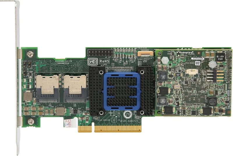 بطاقة تحكم ASR 6805T، بطاقة مصفوفة PCIE 2.0X8 مع ذاكرة تخزين مؤقت 512 ميجابايت، بطاقة تحكم RAID SAS لخادم الويب OLTP، إدارة ذكية للطاقة وحماية ذاكرة التخزين المؤقت، أداء عالي - Image 1