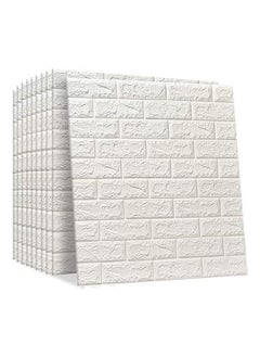 BLOOMING TIME PE foam 3d wall tile pattern, self-adhesive, anti-collision, waterproof wall stickers, a bundle of 10pcs-white (70x77cm)  - Image 1