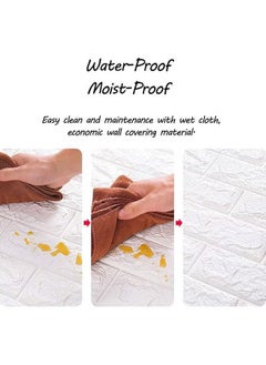 BLOOMING TIME PE foam 3d wall tile pattern, self-adhesive, anti-collision, waterproof wall stickers, a bundle of 10pcs-white (70x77cm)  - Image 4
