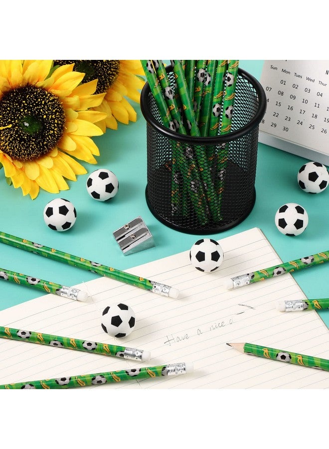تاوباري 32 قطعة أقلام رصاص رياضية للأطفال لكرة القدم والبيسبول وكرة القدم وكرة السلة مع ممحاة الكرة وأقلام رصاص خشبية للمدرسة والقرطاسية وحفلات مكافأة الطلاب والمعلمين واللوازم المكتبية (كرة القدم) - Image 3