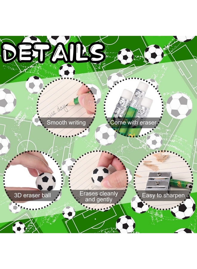 تاوباري 32 قطعة أقلام رصاص رياضية للأطفال لكرة القدم والبيسبول وكرة القدم وكرة السلة مع ممحاة الكرة وأقلام رصاص خشبية للمدرسة والقرطاسية وحفلات مكافأة الطلاب والمعلمين واللوازم المكتبية (كرة القدم) - Image 4