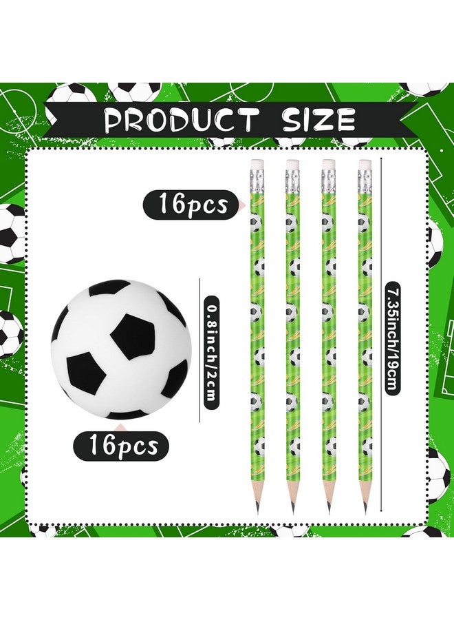 تاوباري 32 قطعة أقلام رصاص رياضية للأطفال لكرة القدم والبيسبول وكرة القدم وكرة السلة مع ممحاة الكرة وأقلام رصاص خشبية للمدرسة والقرطاسية وحفلات مكافأة الطلاب والمعلمين واللوازم المكتبية (كرة القدم) - Image 2