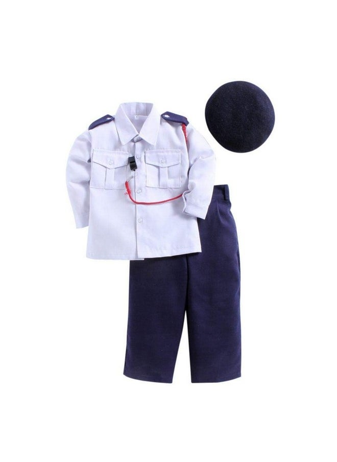 بوك ماي كوستيوم - زي تنكري لشرطي المرور مع قبعة وصفارة من BookMyCostume - أزرق/أبيض، مناسب للأطفال من عمر 5 إلى 6 سنوات - Image 1