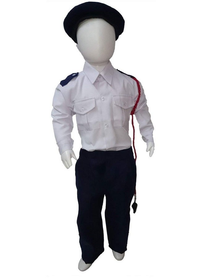 بوك ماي كوستيوم - زي تنكري لشرطي المرور مع قبعة وصفارة من BookMyCostume - أزرق/أبيض، مناسب للأطفال من عمر 5 إلى 6 سنوات - Image 1