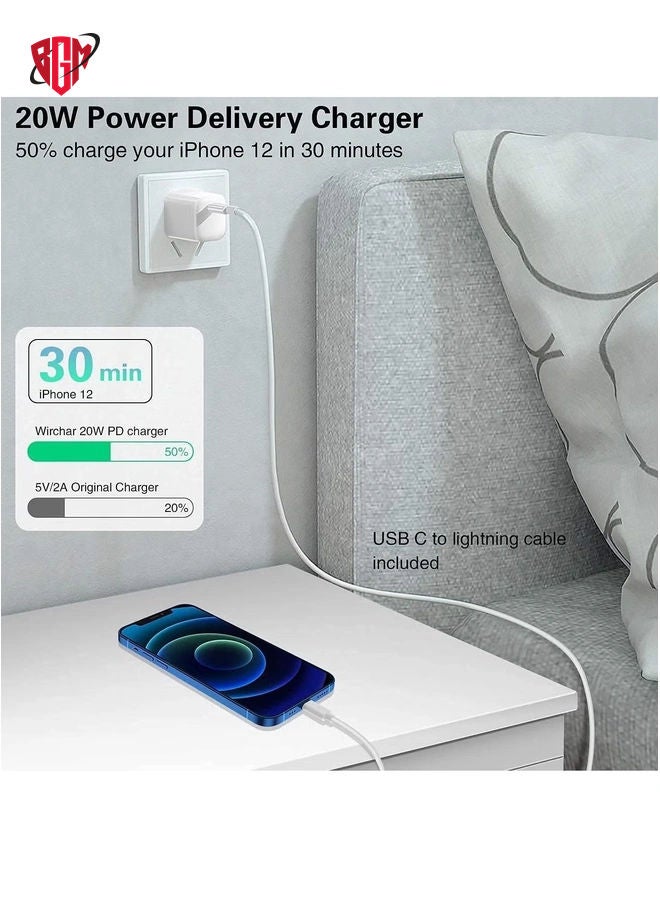 BGM 20W PD Charger for iPhone Original 20W PD Fast Type C Wall Charger with Charging Compatible Compatible with iPhone13/13 Mini Pro Max/12 Pro Max/12 Mini/11 Pro Max/Xs Max/XR/X/8Plus,iPad  - Image 4